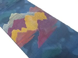 節紬　遠山模様織り出し　名古屋帯